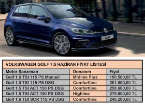 Volkswagen Golf Fiyat Listesi