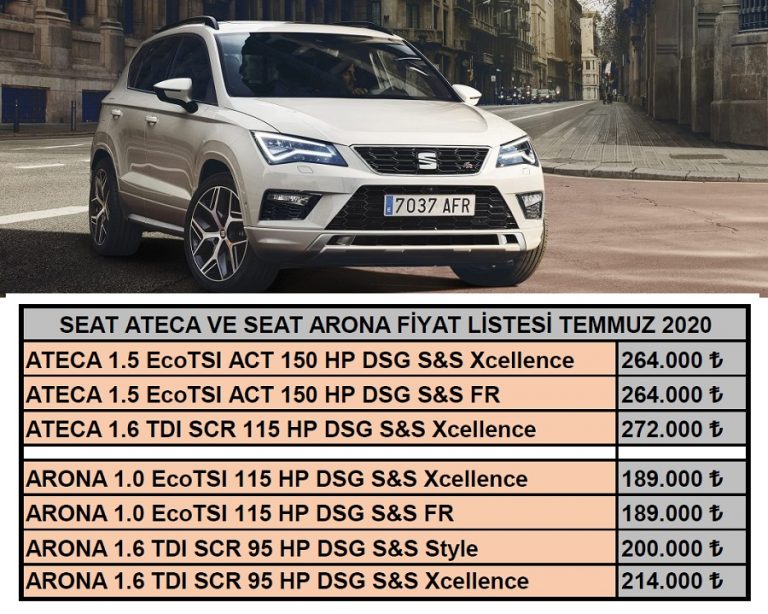 Seat Ateca Fiyat Listesi Temmuz. Seat Arona Fiyat Listesi Temmuz.