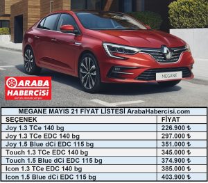 2021 Renault Megane fiyatları Mayıs.