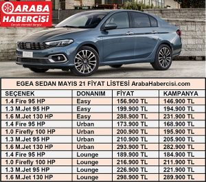 Fiat Egea Sedan fiyatları Mayıs