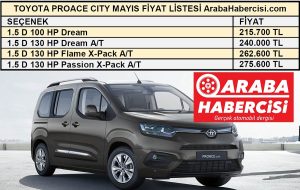 Hafif ticari araç fiyatları Toyota