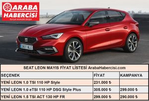 Seat Leon fiyat listesi Mayıs.