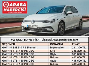 Volkswagen Golf fiyat listesi Mayıs.