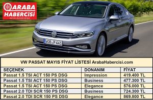 Volkswagen Passat fiyat listesi Mayıs.