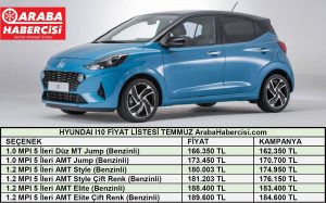 Hyundai i10 Fiyat Listesi Temmuz