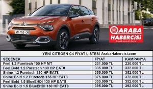 Citroen C4 fiyat listesi Agustos