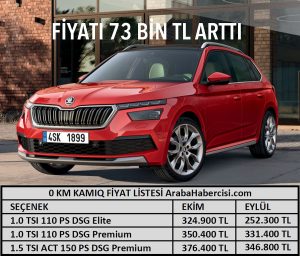 0 km Kamiq fiyat listesi