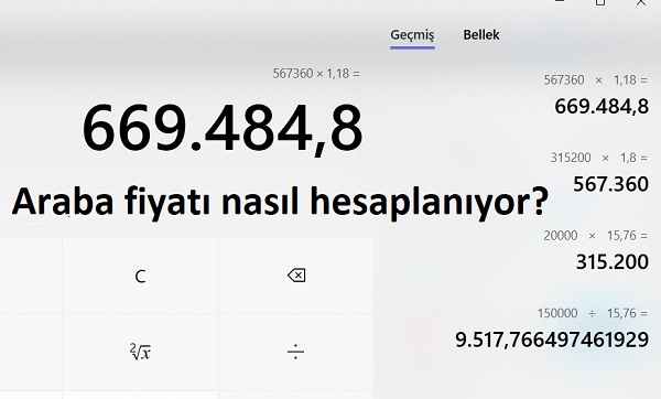 2022 arabaların fiyatı nasıl hesaplanıyor?