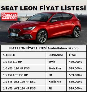 2022 Seat Leon Fiyat Listesi