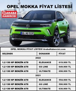 2022 Opel Mokka Fiyat Listesi