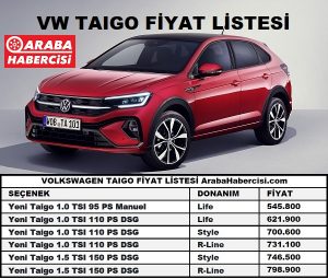 2022 VW Taigo fiyat listesi