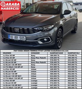 Fiat Egea Temmuz 2022 Fiyatları