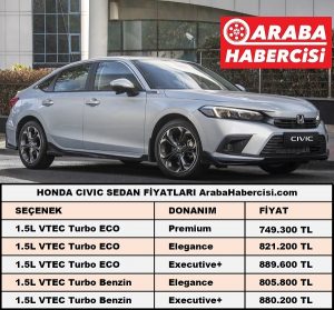 Honda Civic LPG fiyat listesi