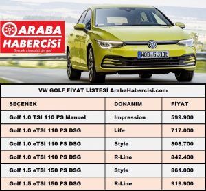 Sıfır km VW Golf fiyatları.