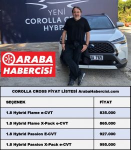 Toyota Corolla Cross fiyat listesi 2022