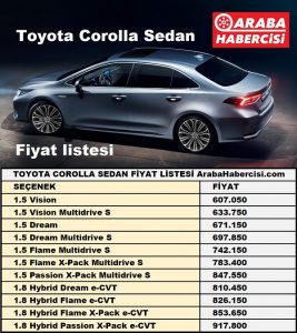 Toyota Corolla Fiyat Listesi Aralık 2022