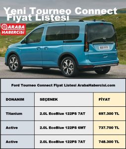 Yeni Ford Tourneo Connect fiyat listesi