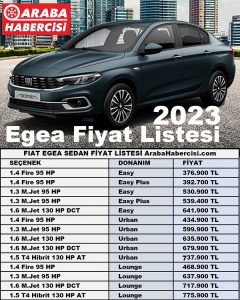 2023 Fiat Egea Sedan Fiyat Listesi