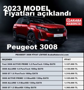 2023 Peugeot 3008 Fiyat Listesi Ocak