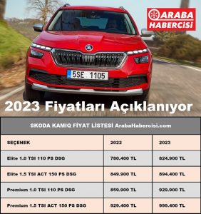 2023 model Skoda Kamiq fiyat listesi