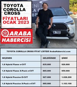 Toyota Corolla Cross fiyatları Ocak 2023