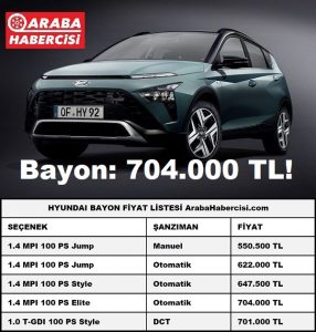 2023 Hyundai Bayon Fiyat Listesi Mart