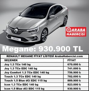 2023 Renault Megane fiyat listesi Mart