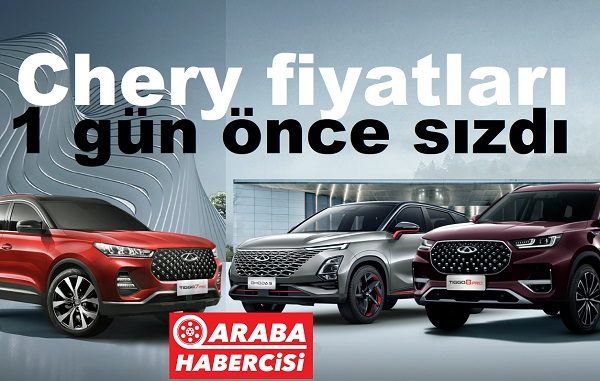 Chery fiyat listesi Mart 2023.