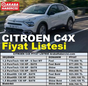 Citroen C4X fiyat listesi Mart 2023
