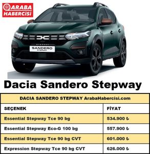 Dacia Sandero Stepway fiyatları 2023