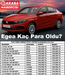Fiat Egea Sedan Fiyat Listesi Mart 2023