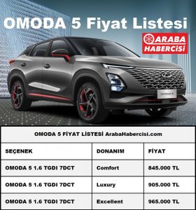 OMODA 5 Fiyat Listesi Mart 2023