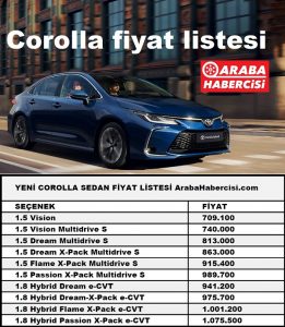Toyota Corolla Fiyat Listesi Mart 2023
