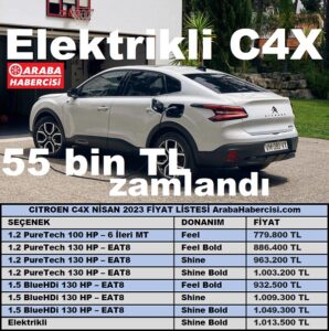Citroen C4X fiyat listesi Nisan 2023