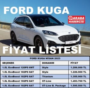 Ford Kuga Fiyat Listesi Nisan 2023