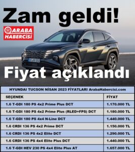 Hyundai Tucson Nisan 2023 Fiyatları