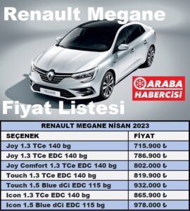 Renault Megane Fiyat Listesi Nisan 2023