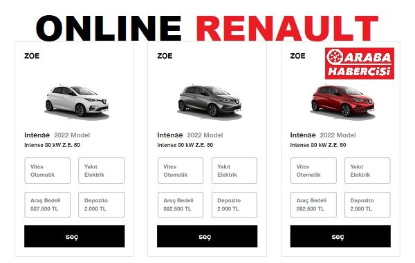 Renault online satış nisan 2023.