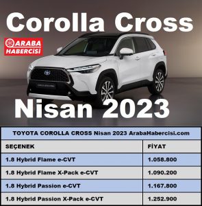 Toyota Corolla Cross Nisan 2023 Fiyatları