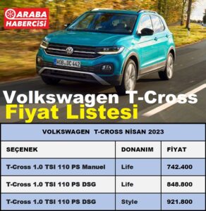 Volkswagen TCross Fiyat Listesi Nisan 2023