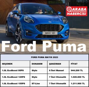 Ford Puma Fiyat Listesi Mayıs 2023