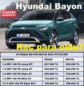 Hyundai Bayon Fiyat Listesi Mayıs 2023