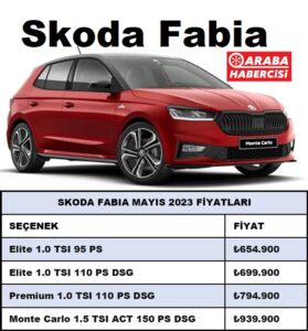 Skoda Fabia Fiyat Listesi Mayıs 2023