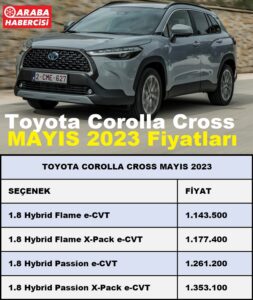 Toyota Corolla Cross fiyat Mayıs 2023