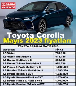 Toyota Corolla fiyat Mayıs 2023