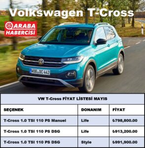 Volkswagen T Cross Fiyat Listesi Mayıs 2023