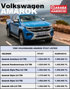 Yeni Amarok Fiyat Listesi Mayıs 2023