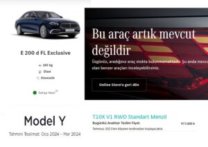 online satış Togg Mercedes Tesla
