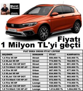 Fiat Egea Cross Haziran 2023 Fiyatları