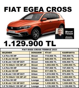 Fiat Egea Cross Temmuz Fiyat Listesi